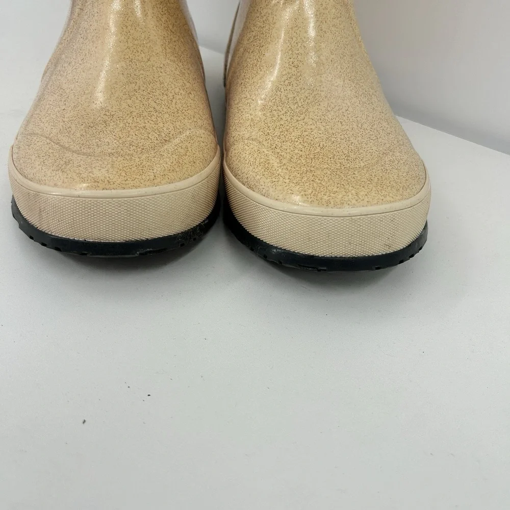 Bogs Girls Classic Pull On Waterproof Rain Boots Size 3 Youth Cream Glitter